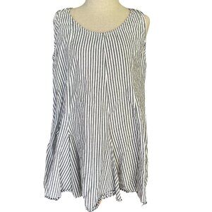 Tulip‎ Womens Tunic Dress M Boho Peasant Lagenlook Sleeveless Geometric Stripes